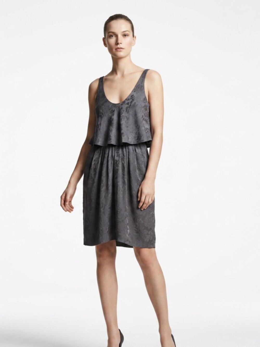 Aritzia T. Babaton Sleeveless Silk Cinder Dress Womens XS Grey